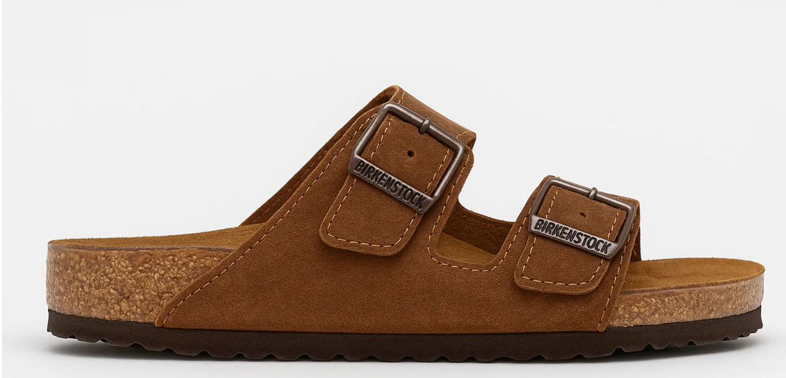 BIRKENSTOCK Pristine Umber Luxe Suede Double Buckle Sandals
